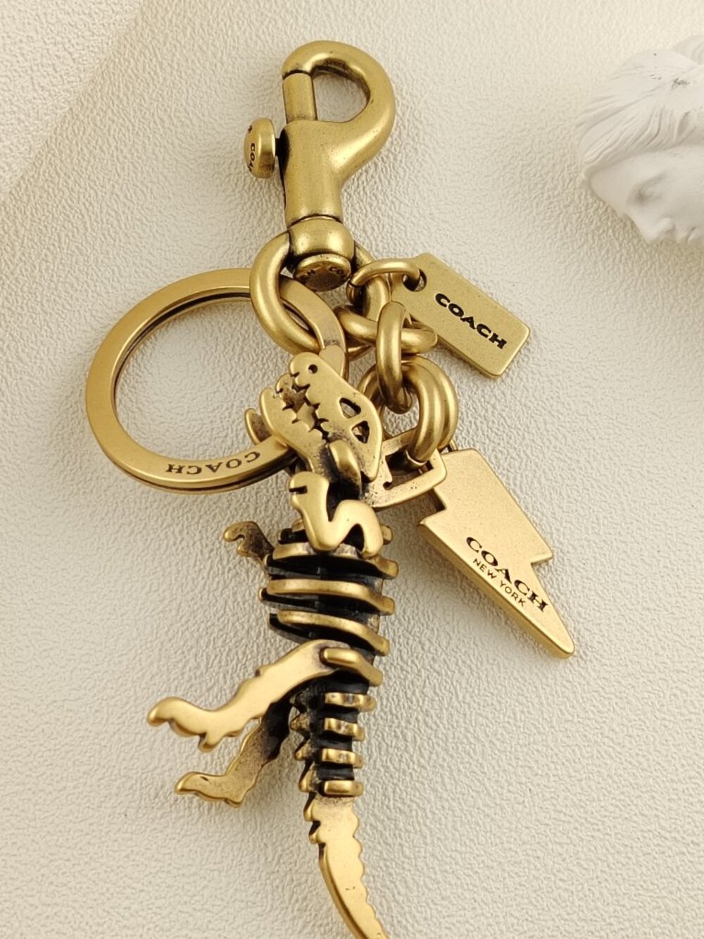 Coach Gold Rexy Skeleton Bag Charm Keychain Coach Bag Accessories - Picture 2 of 9